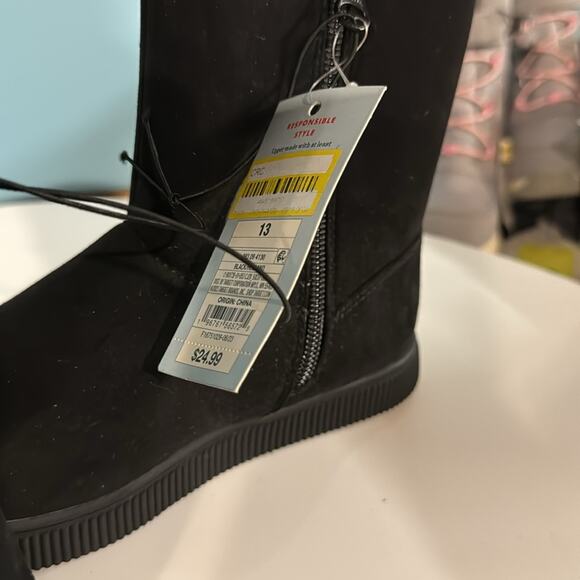 Girls' Holland Zipper Shearling Style Boots Black - Cat & Jack - SIZE 13 - Picture 5 of 6